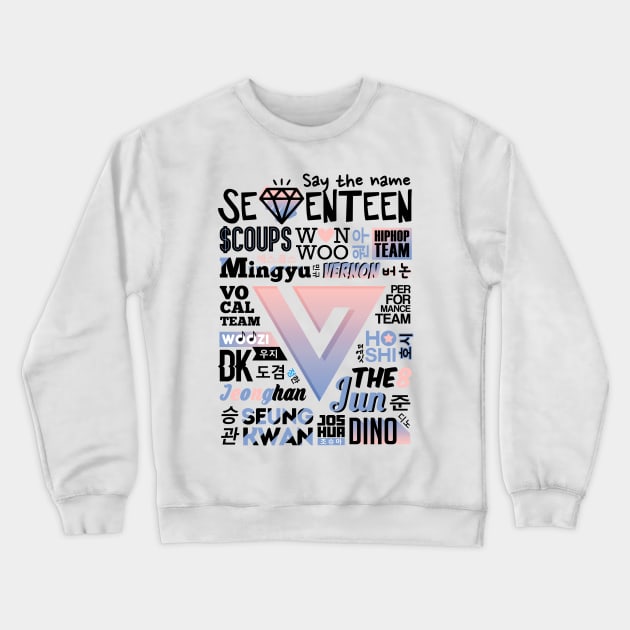 SEVENTEEN FONT COLLAGE 2 Crewneck Sweatshirt by skeletonvenus